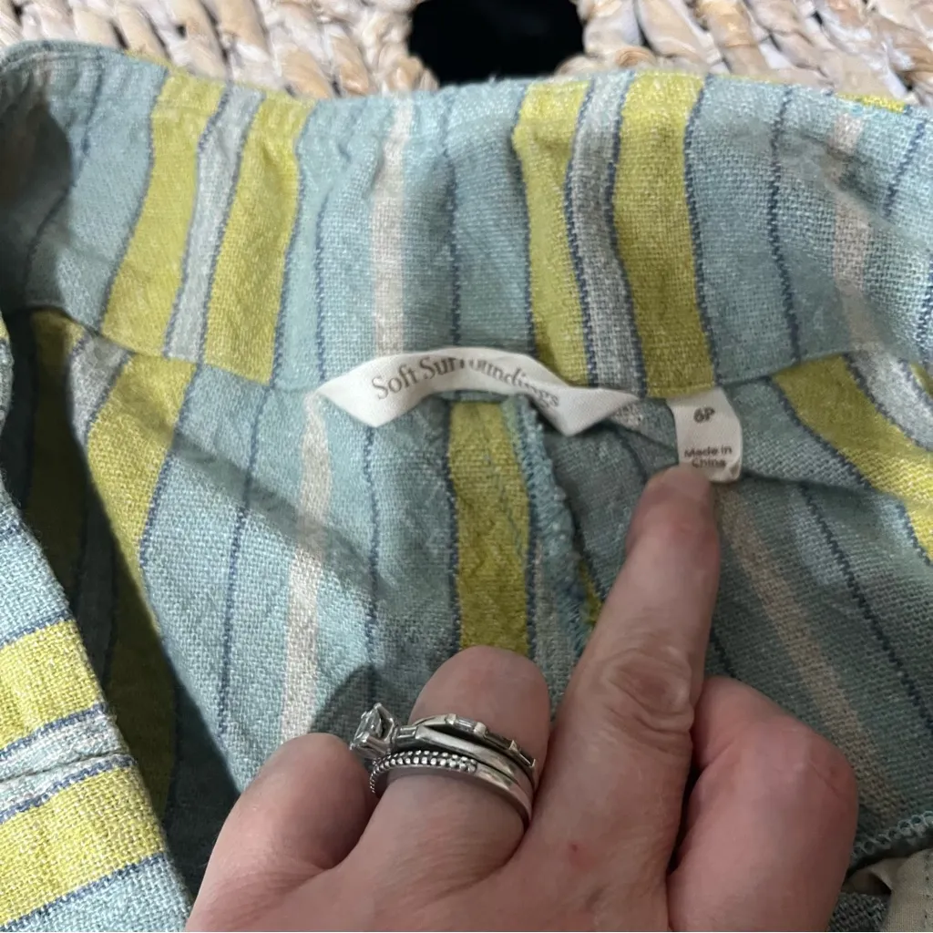 Soft Surroundings Linen Crop Pants Women 6 petite Woven Caldera Lagenlook Spring - Image 6