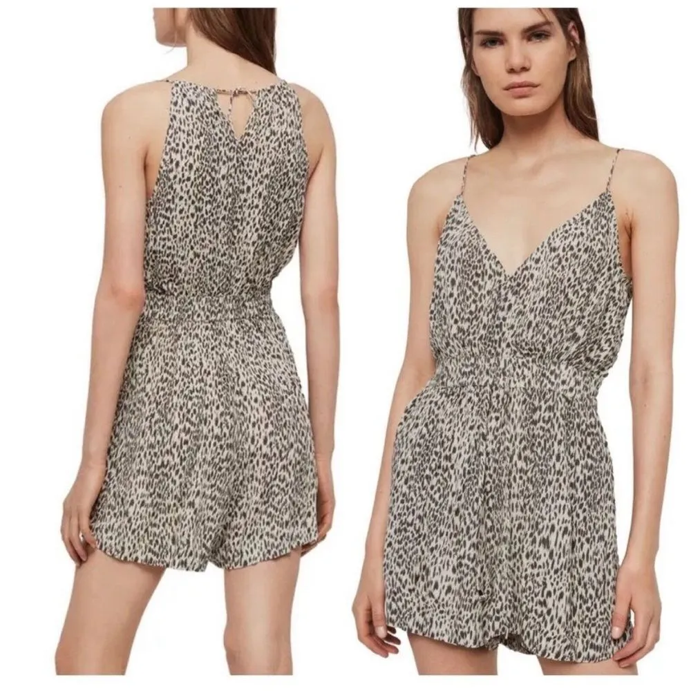 All Saints Maya Leopard Cheetah Animal Print Lightweight Romper Size Small - Image 2