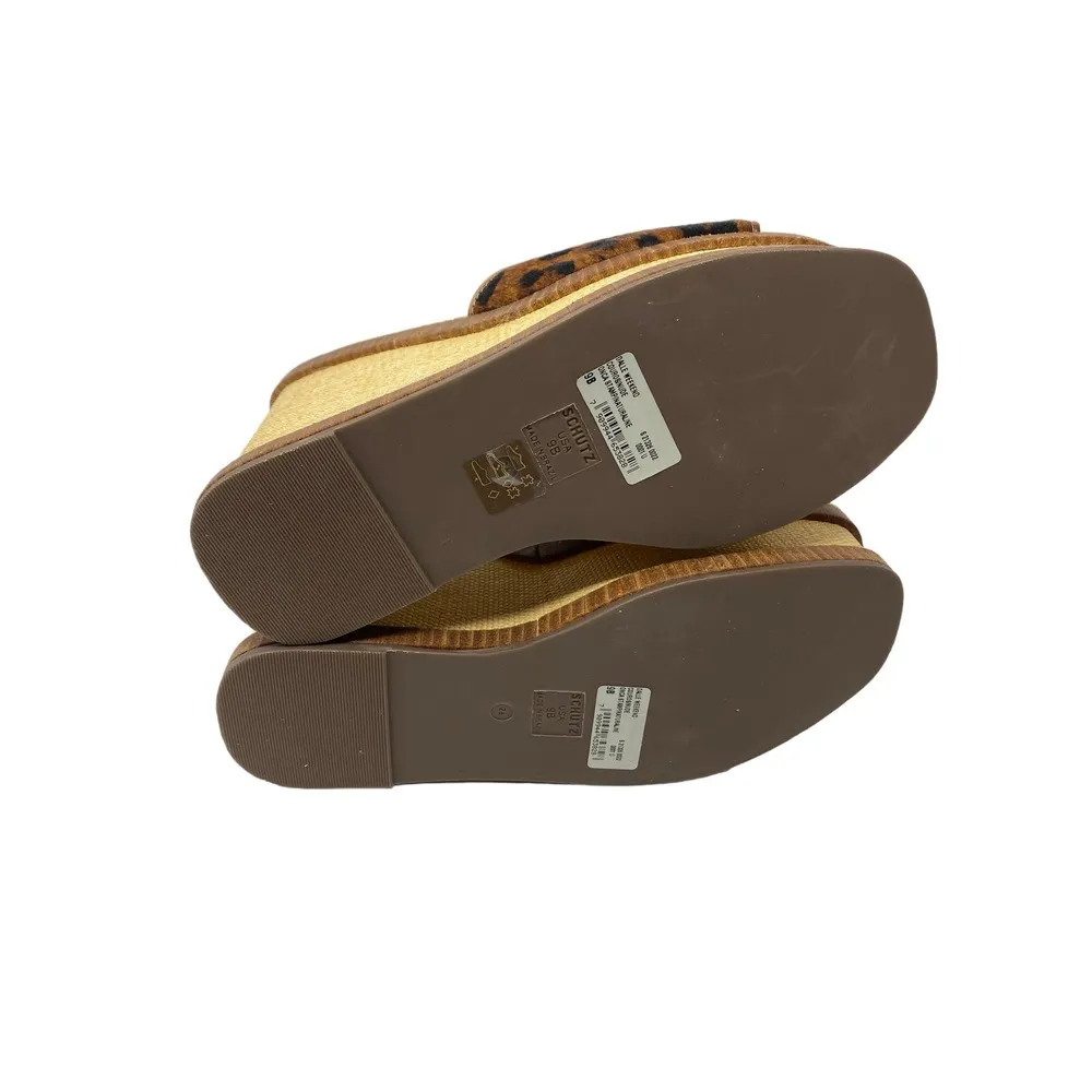 Schutz Dalle Platform Wedge Sandals 9 Wild Leopard Print Open Toe Slip On Casual - Image 8