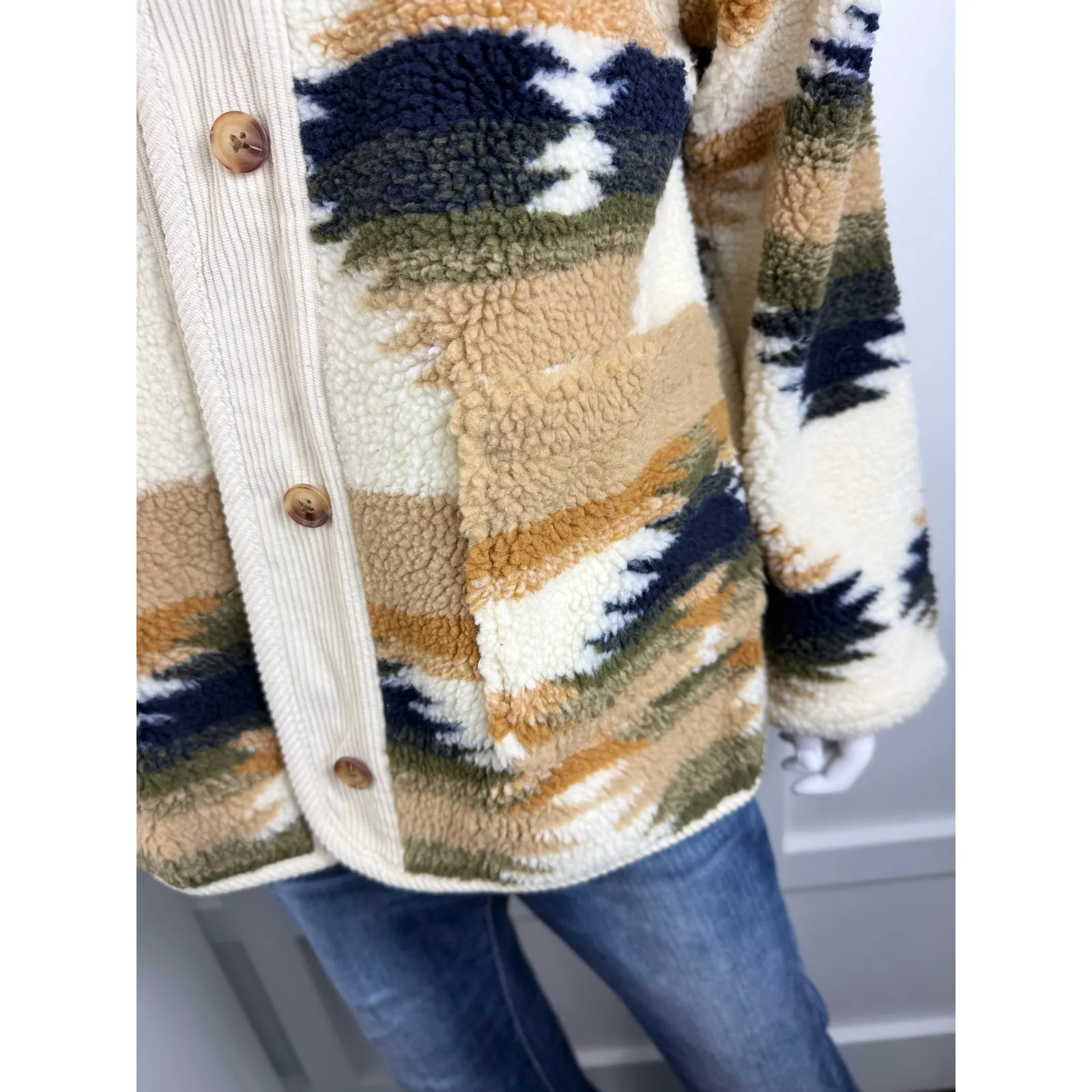 Beautiful NWT Threadgrit Sherpa Coat Size S Brown - Image 2