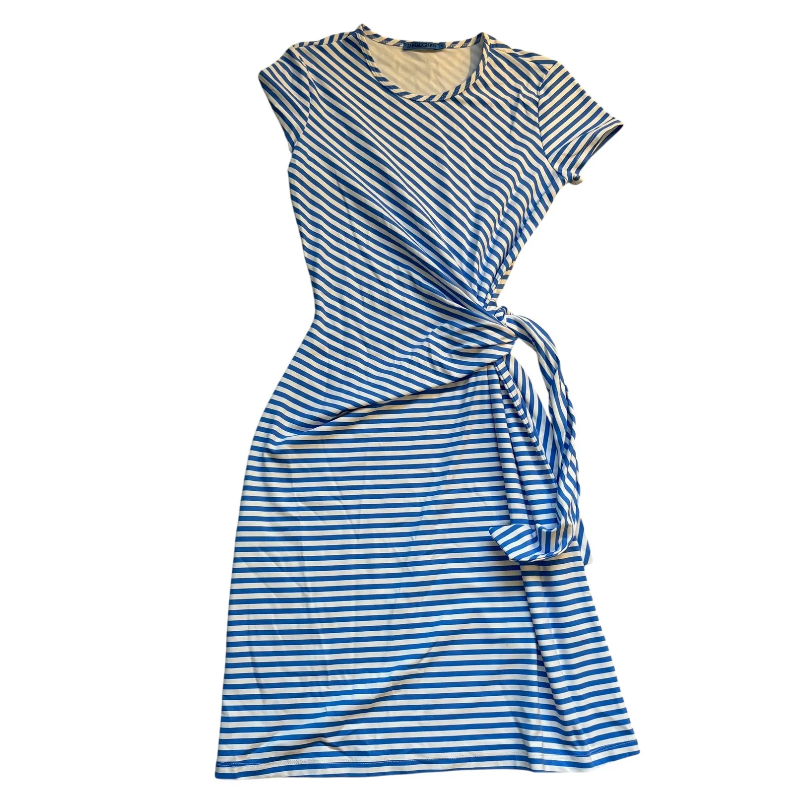 J.McLaughlin Elora Dress in Bangle Stripe Tie Waist‎ Casual Blue White XS - Image 6