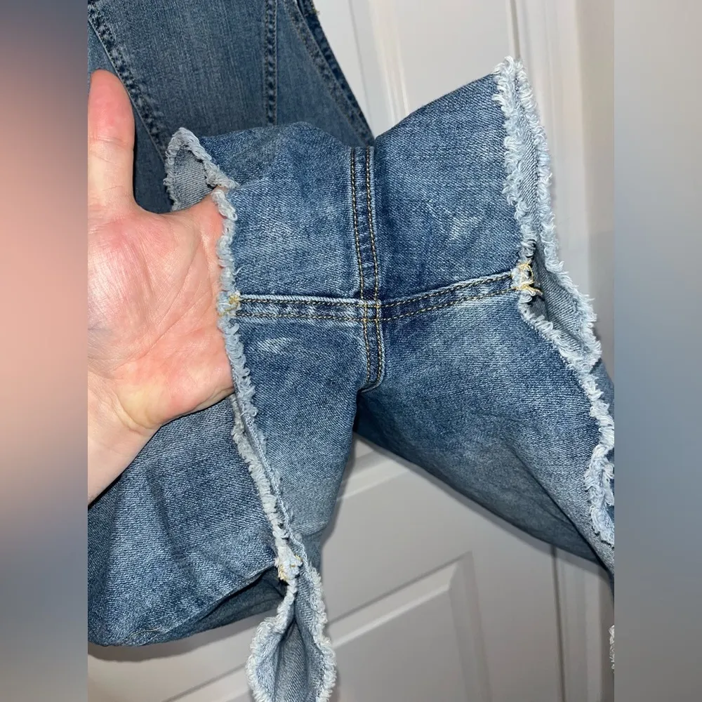 Mossimo Denim Shorts Retro EmbroiderPockets Adjustable Urban Chic Overalls SzXXL Blue Size XXL - Image 13