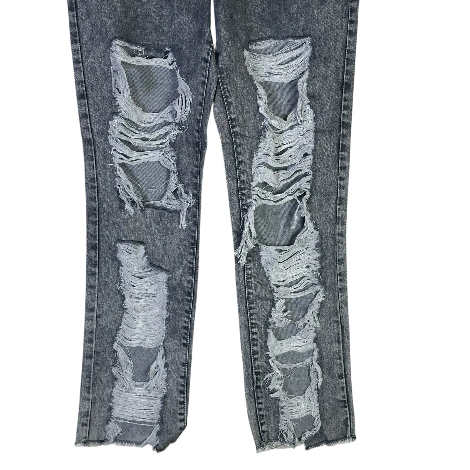 NWT Parisian Distressed Mom Jeans Womens 6 Gray High Rise Ripped Y2K Grunge - Image 6