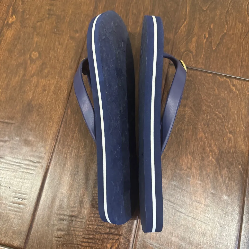 Ralph Lauren navy blue flip flops 7/8 medallion - Image 8