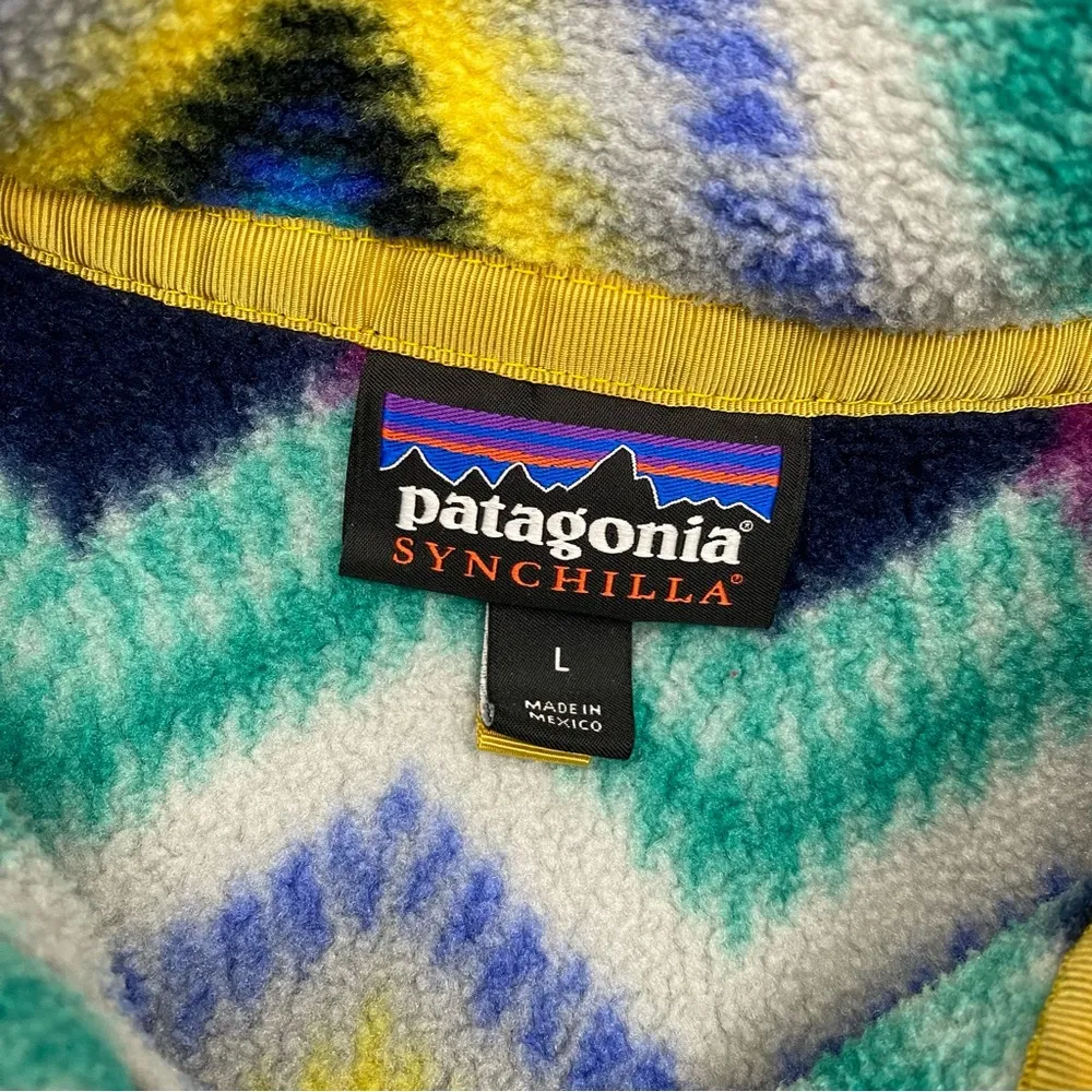 Patagonia Synchilla Retro Timber Twist Navy Blue Fleece Snap T Pullover Sweater - Image 10