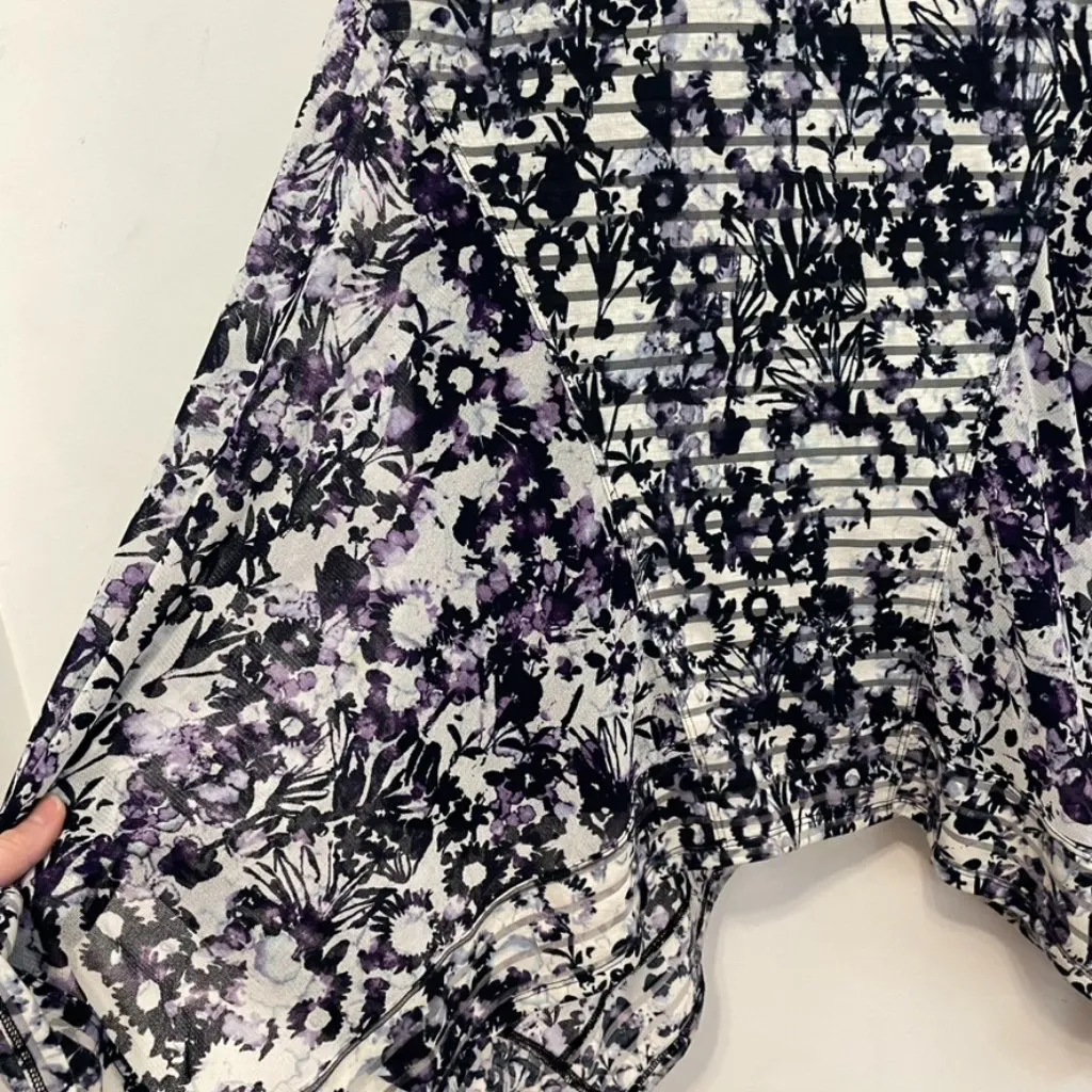 SIMPLY VERA VERA WANG Shadow Stripe Midi Dress Cream ? Navy Blue Purple Floral M - Image 9