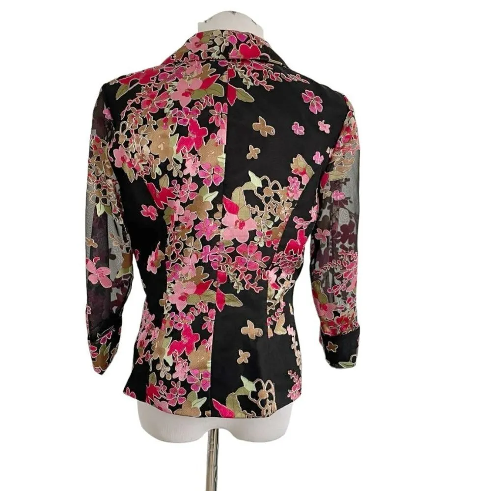 Alex Evenings Size Small  Top Blouse Party Wedding Fancy Classy Floral - Image 5