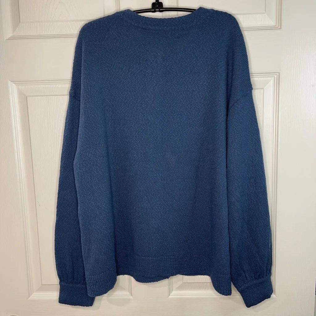 Free People FP Beach Cardigan Sweater Womens Size Medium Blue Oversized Casual - Image 3