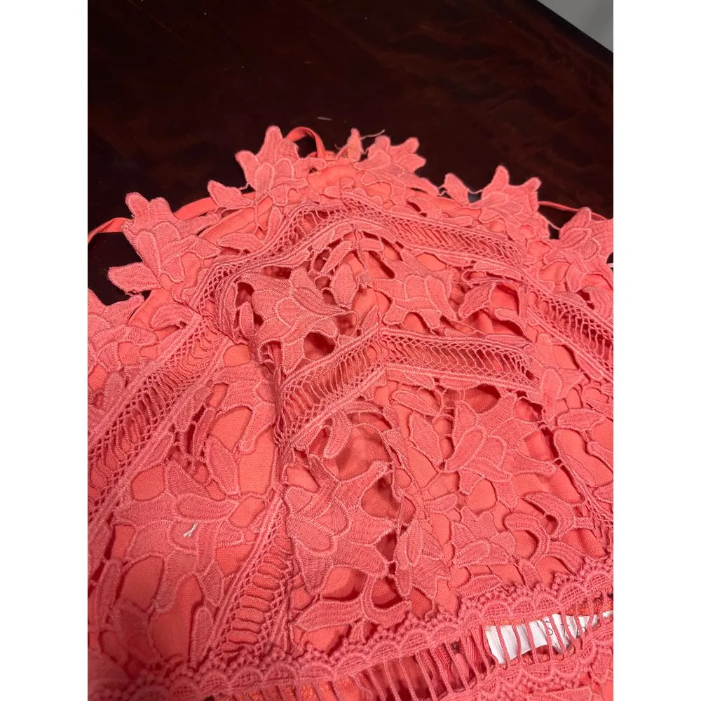 Elegant Coral Lace Off-Shoulder Bodycon Dress Summer Party Cocktail Evening‎ T-6 - Image 6