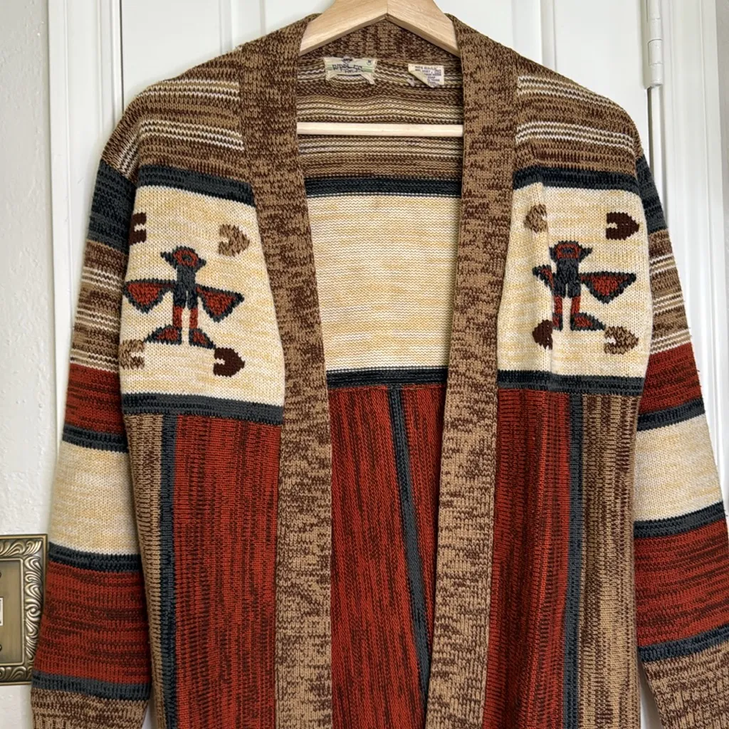 Vintage Riddles by Elliot southwest print open cardigan Red Size M - Image 3