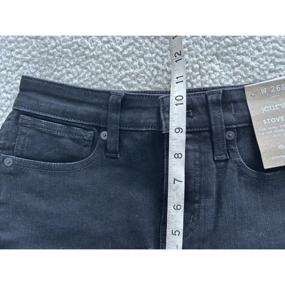 Madewell Curvy Stovepipe Jeans High-Rise Stretch in Black Rinse Size 26P - Image 16