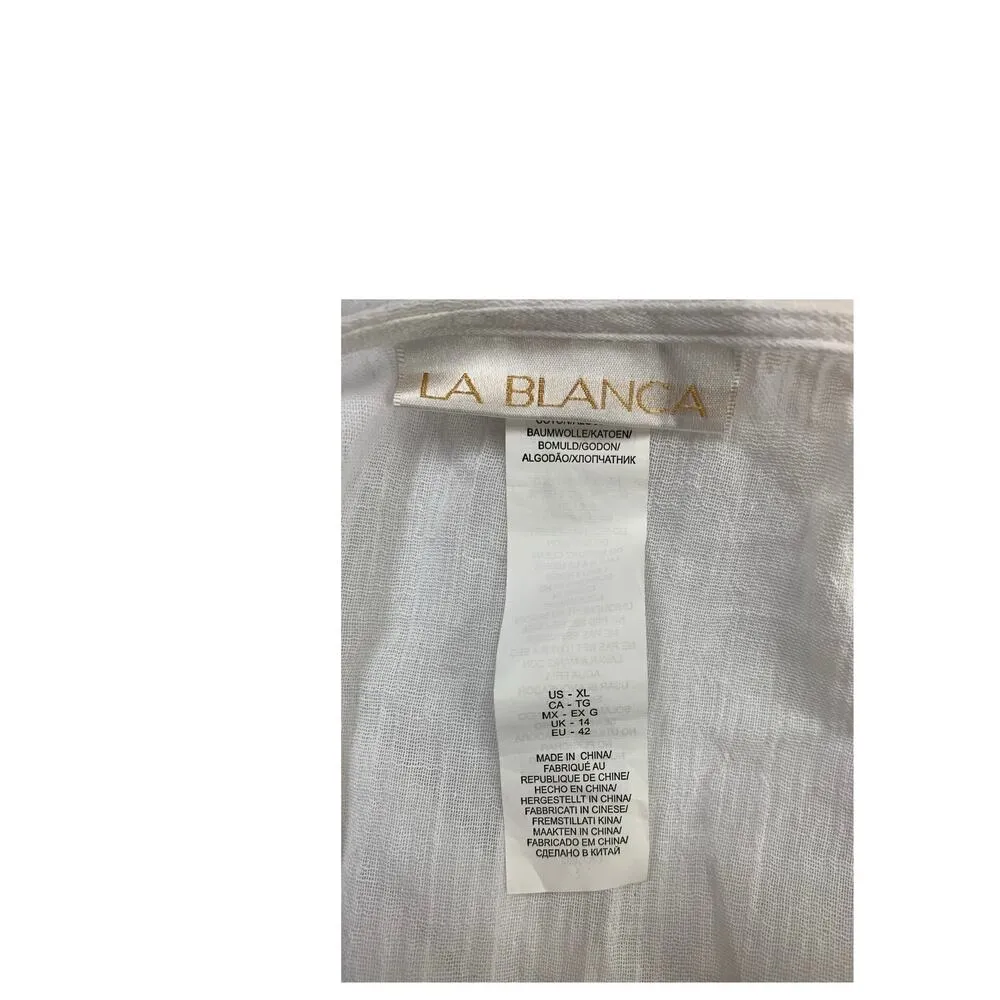 Women's La Blanca White Cotton Cardigan - Size XL - Image 5