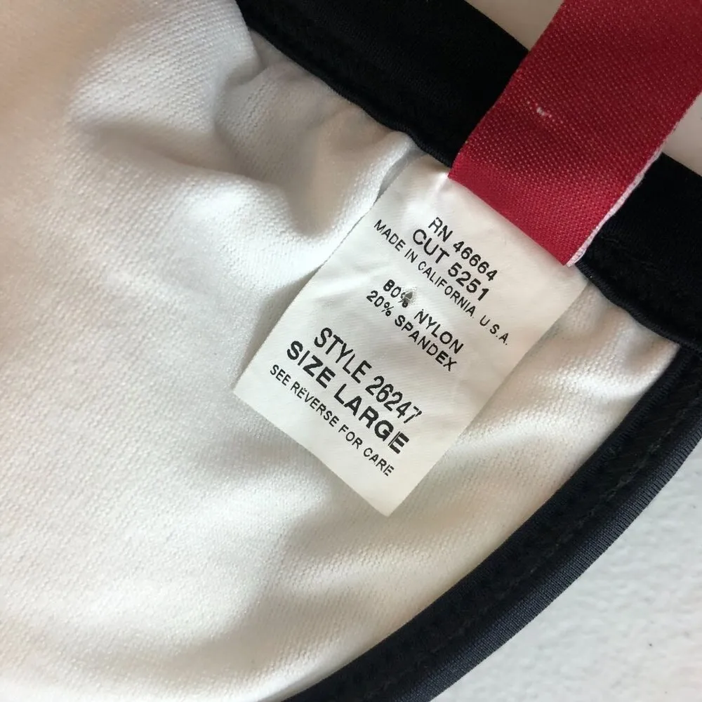 Guess Bikini Top Triangle Halter Removable Cups Zebra Stripe Black White L - Image 4