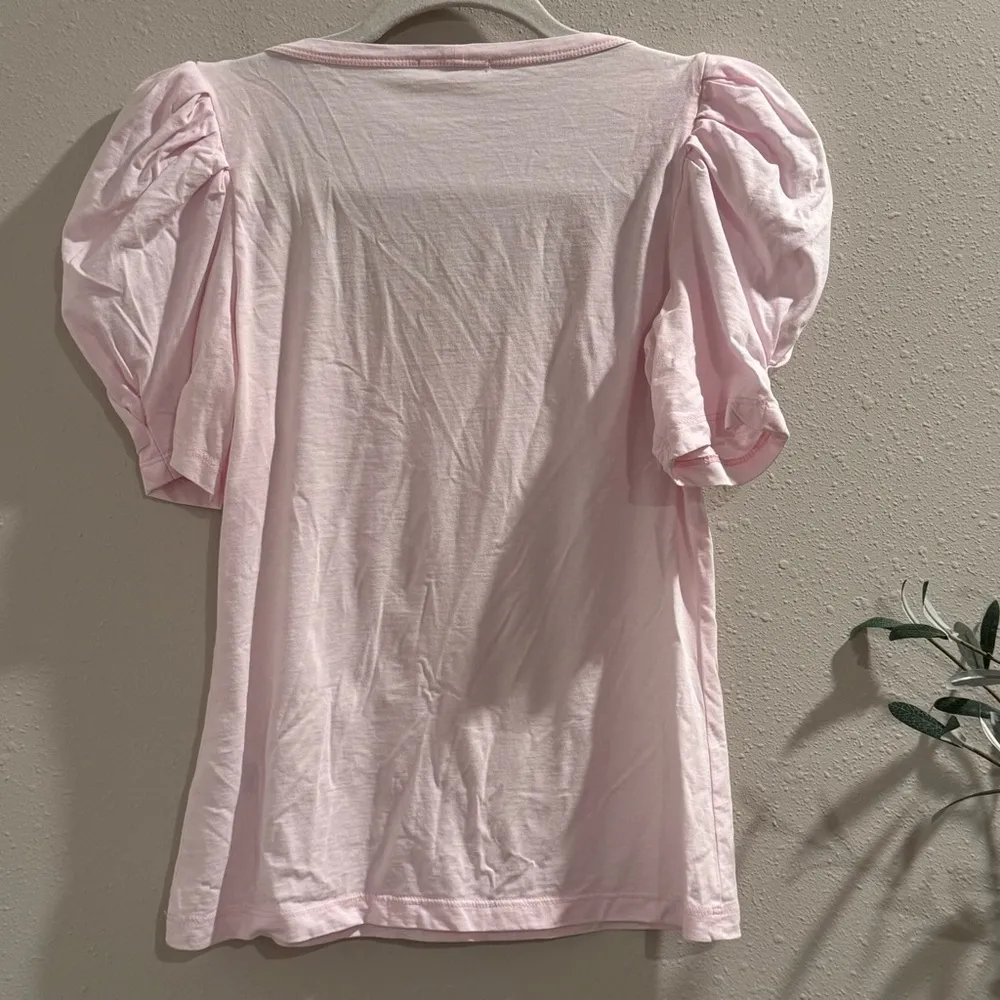 A.L.C. Pale Pink Rumi Tee Scoop Neck Puffed Sleeve Slim Fit Cotton Size XS - Image 2