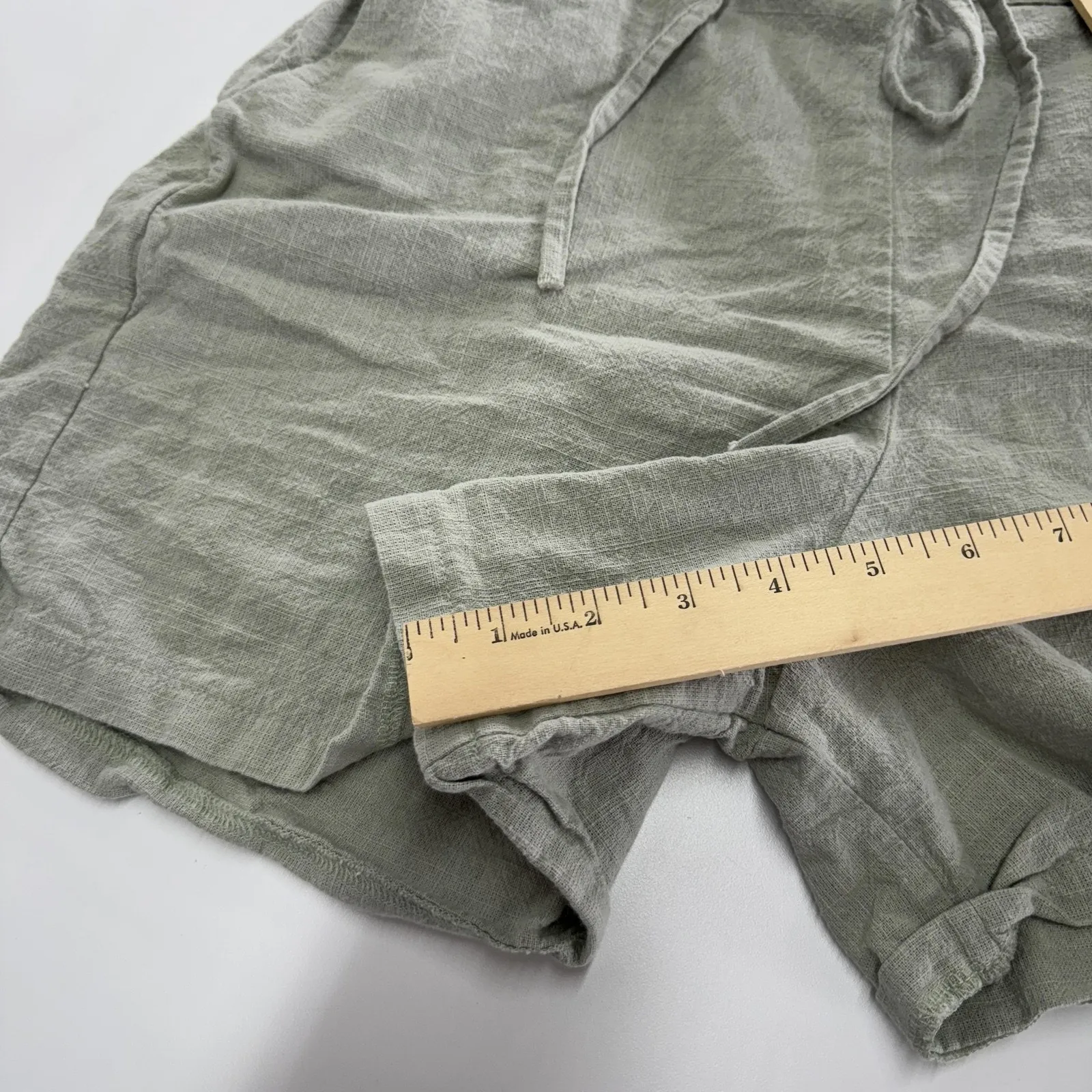 Oak + Fort Shorts Womens Medium Green Drawstring Waist 100% Cotton Casual Summer - Image 8