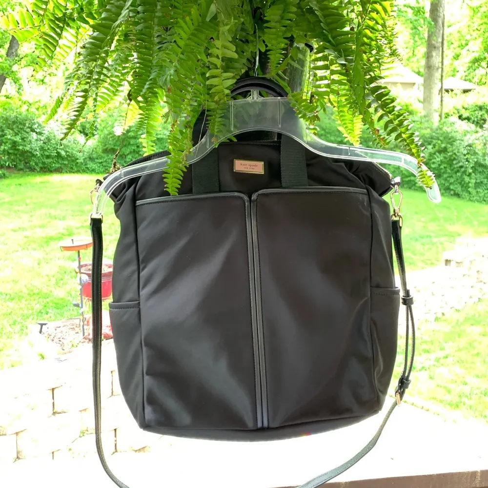 KATE SPADE NYLON BLACK ZIP TOP MEDIUM LARGE Tote Bag - Image 2