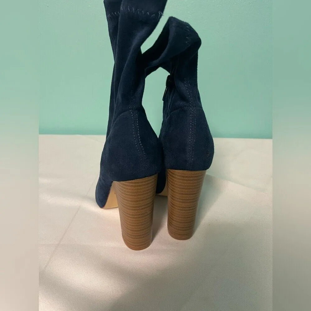Liliana suede navy blue ankle boots with peek‎ toe size 5 1/2 - Image 6