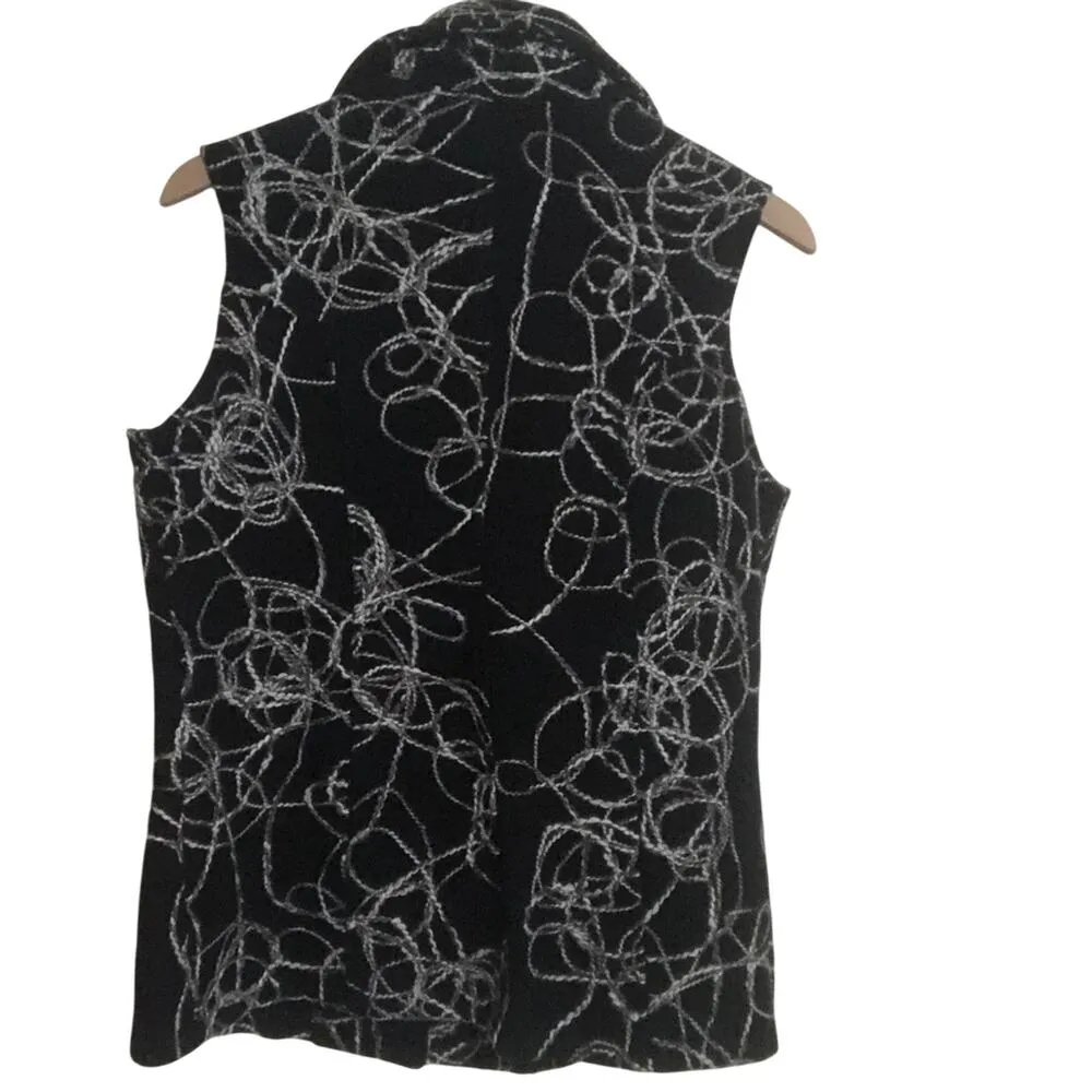 NWT Tumbleweed Western Wool Shaggy Soutache Textured Black White Vest Jacket Size L - Image 2