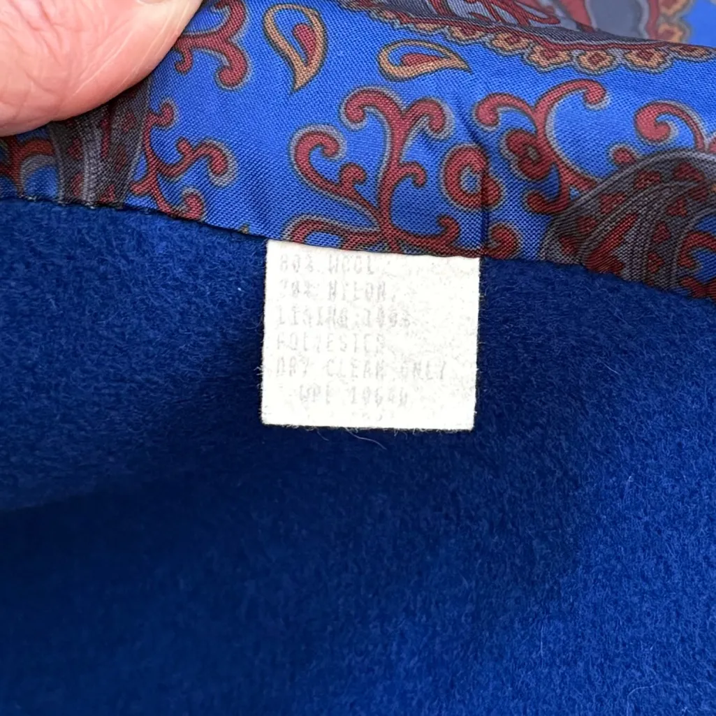 Jofeld Vintage Wool Trench Coat Long Overcoat w/scarf USA M Medium S Small Blue - Image 6