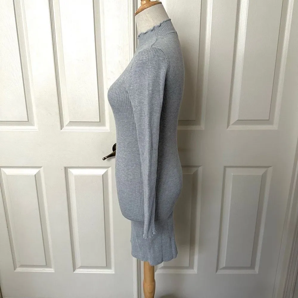 Bershka BSK Girl grey long sleeve bodycon dress - Image 4
