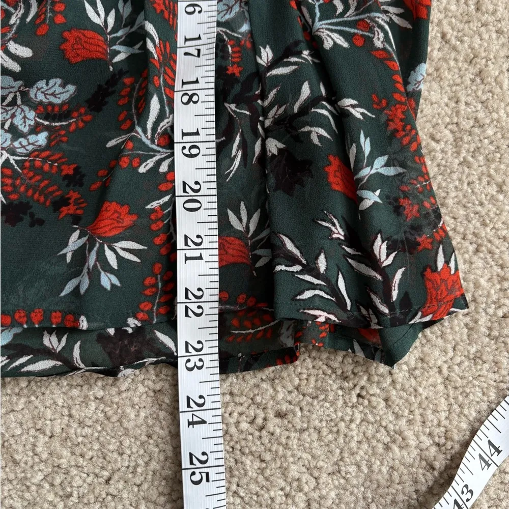 Maje Paris Green Floral Lo Fleur Crepe Georgette Top Sheer Smocked Blouse Large - Image 15