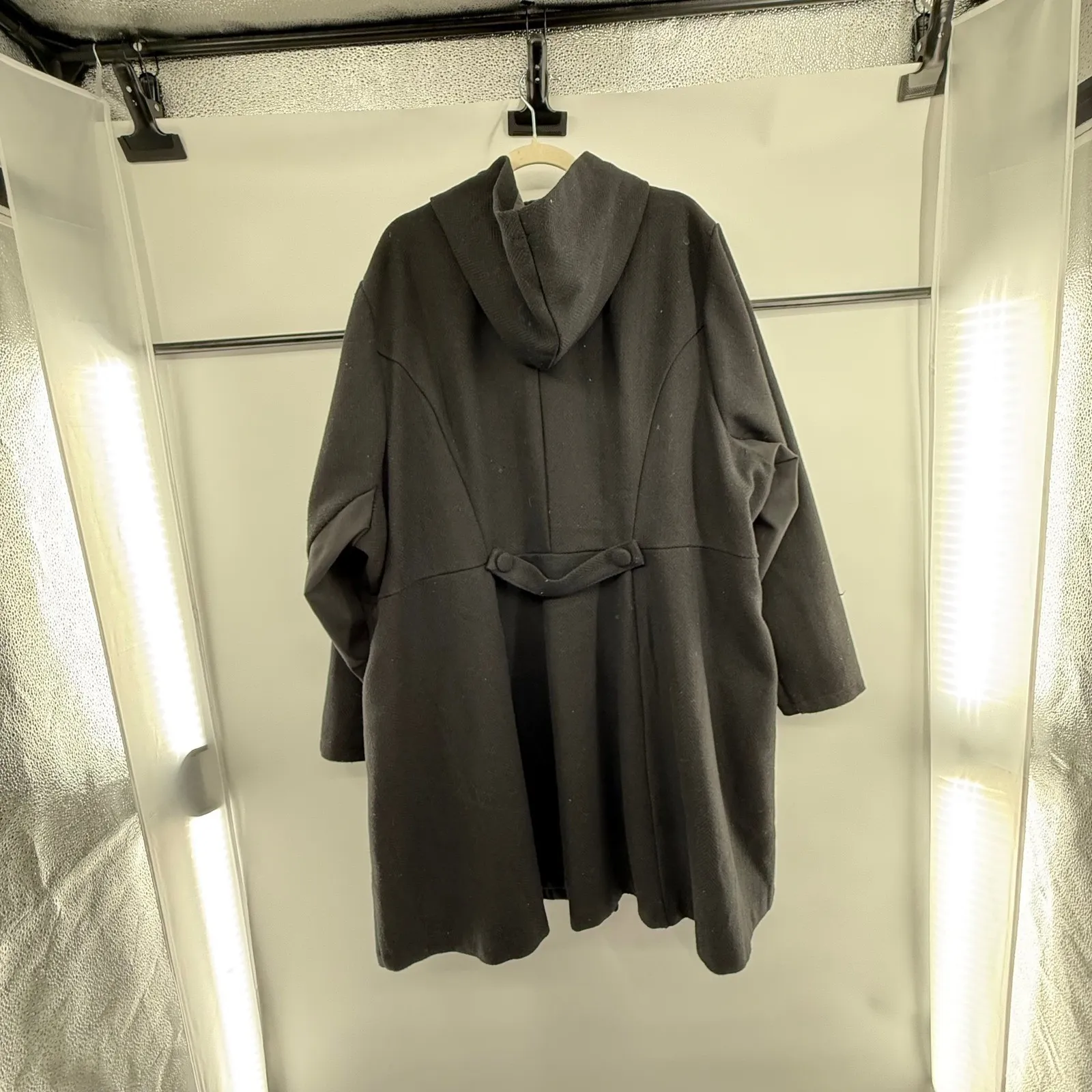 Torrid  Black Wool Blend Hooded Coat Size 5 Plus 26/28 Button Front A-Line Jacket - Image 6