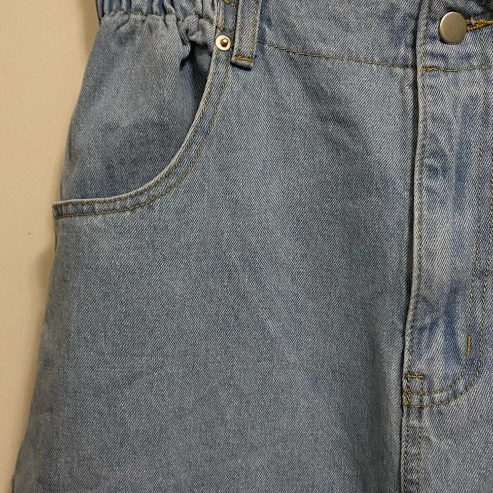 Princess Polly Womens Light Blue Denim Cropped Jeans Size 12 Elastic Waist 32 34 - Image 2