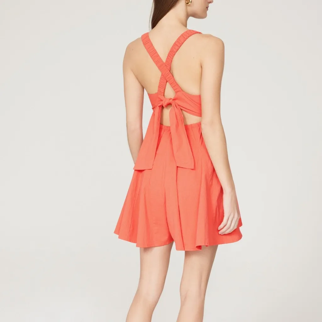 Louna Coral Tie Back Romper size medium Orange - Image 2