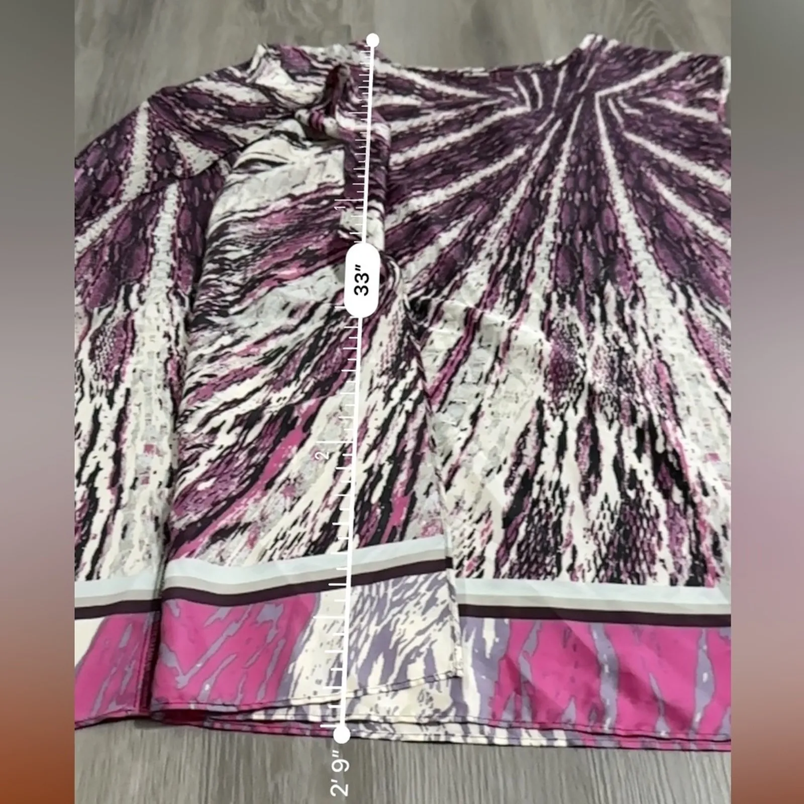 Bisou Bisou‎ Plum Snakeskin Abstract Artsy One Sleeve Poncho Shaw Cape Size M - Image 8