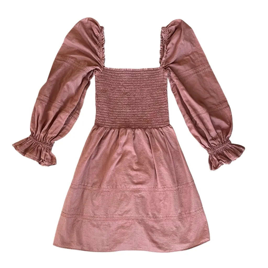 Reformation Women’s Dunes Long Sleeve Square NwxkMini Dress in Praline Pink 4 - Image 11