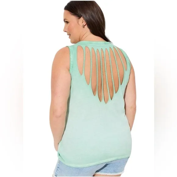 Torrid Vintage Cotton Jersey Crew Neck Slash Back Tank Womens Size Medium - Image 2