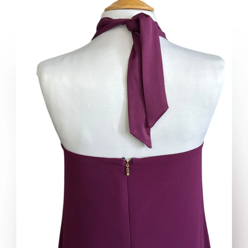 Trina Turk Glow Halter Neck Carmel Crepe Dress Purple Plum Women’s Size 6 NEW - Image 9
