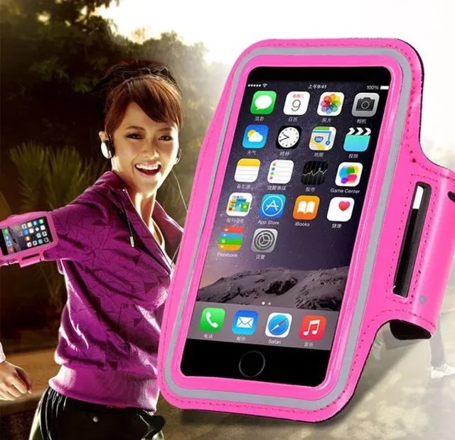 iPhone/Galaxy Sport Gym Exercise Armband Rose Red - Image 3