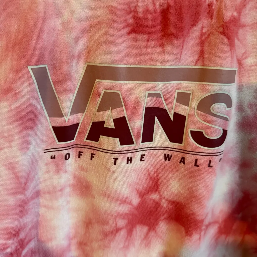 Vans Pink Tie Dye Crop Crewneck Sweatshirt Size Large - Image 2