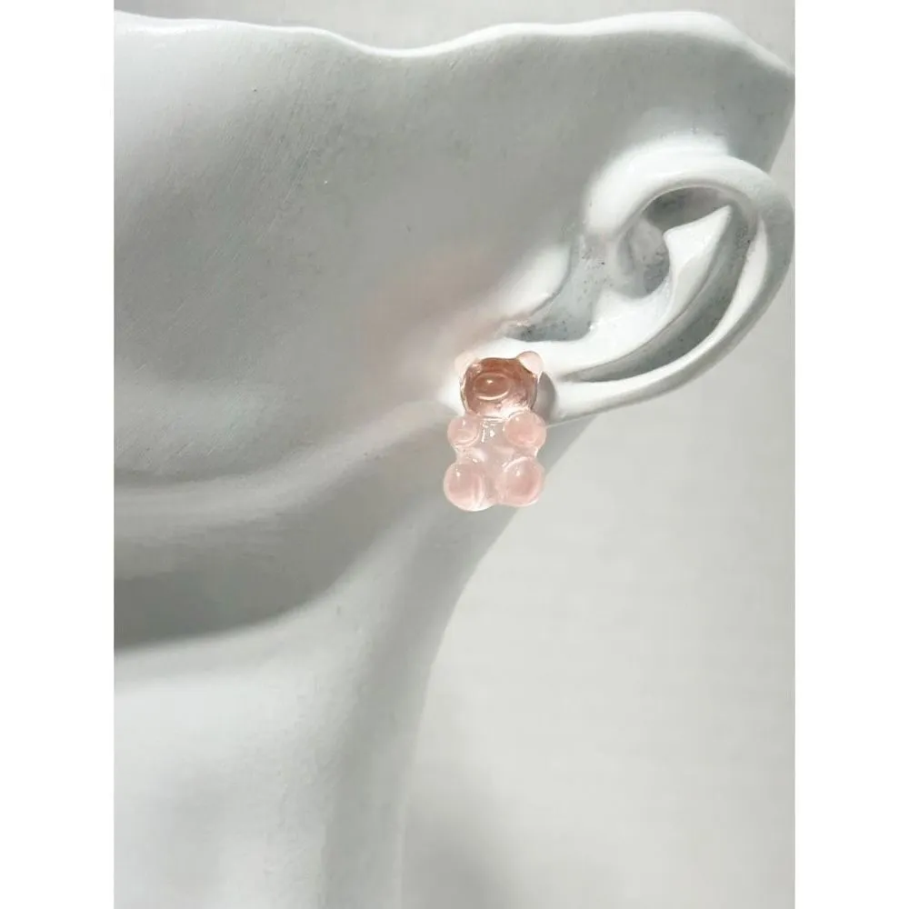 Gummy Bear Novelty Candy Lollies Earrings Studs 2 pairs Peach Pink Statement‎ Pink - Image 3