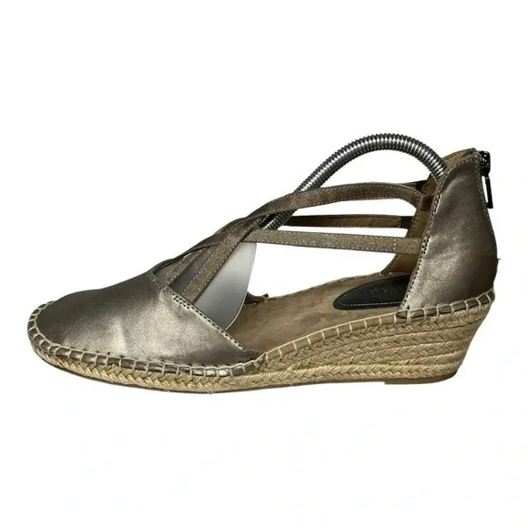 Kenneth Cole Reaction "Clo" Espadrille Sandal Pewter Strappy Women Size 9.5‎ - Image 4