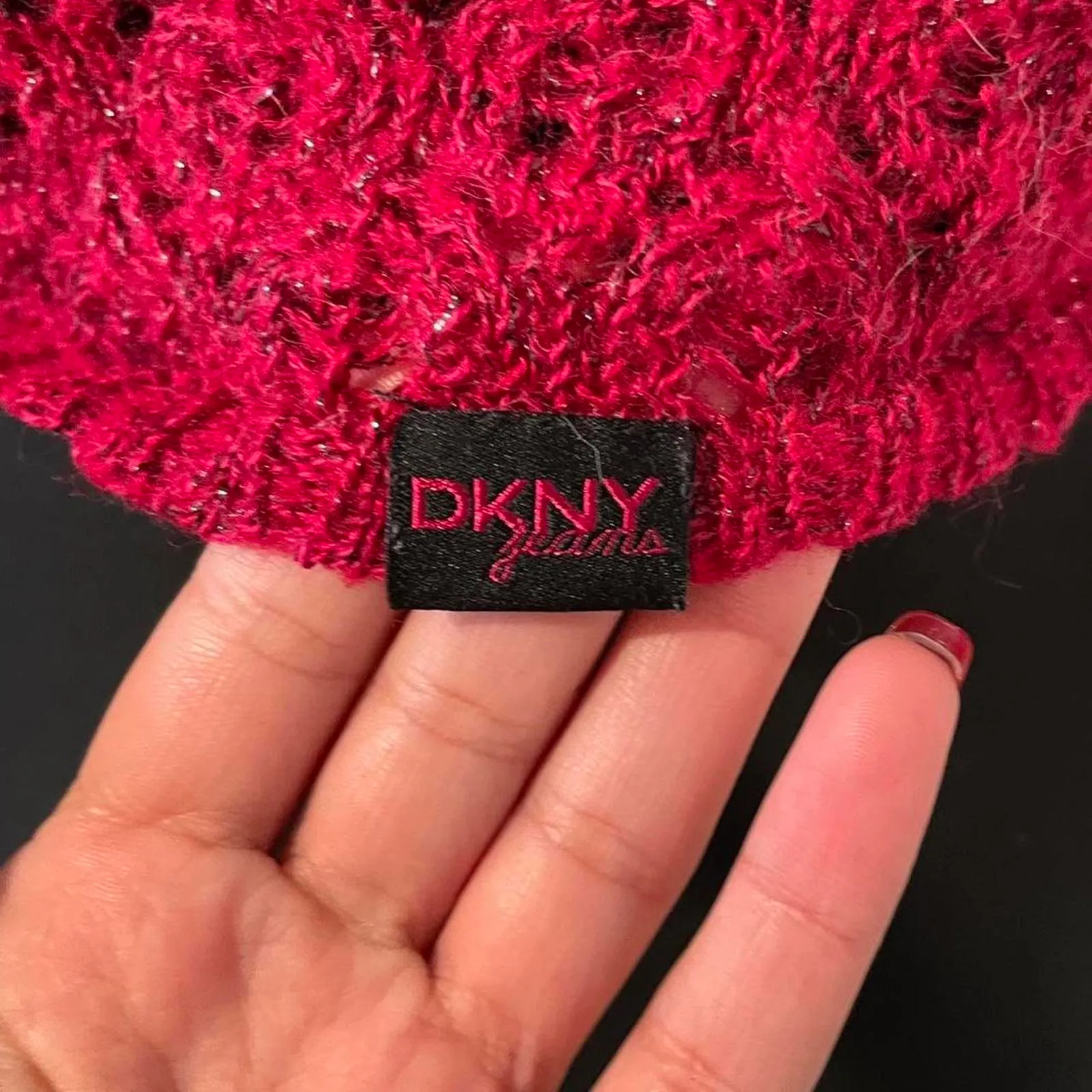 DKNY Jeans Juniors red Cropped Twist Front Cardigan Sweater Size M - Image 3