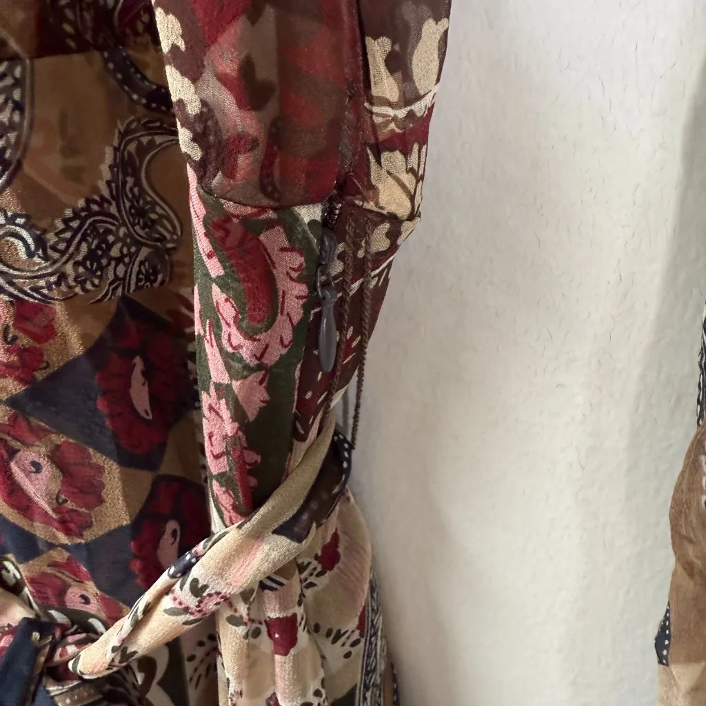 Veronica Beard Isra Multi-Print Silk Maxi Dress Women's 0 Paisley Tie Waist NWOT - Image 13