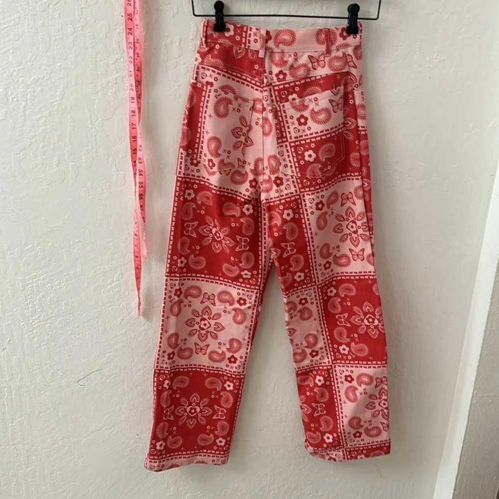 Lisa Says Gah Robyn Paisley Floral Butterfly Pink Wide Leg High Rise Jean 25 - Image 8