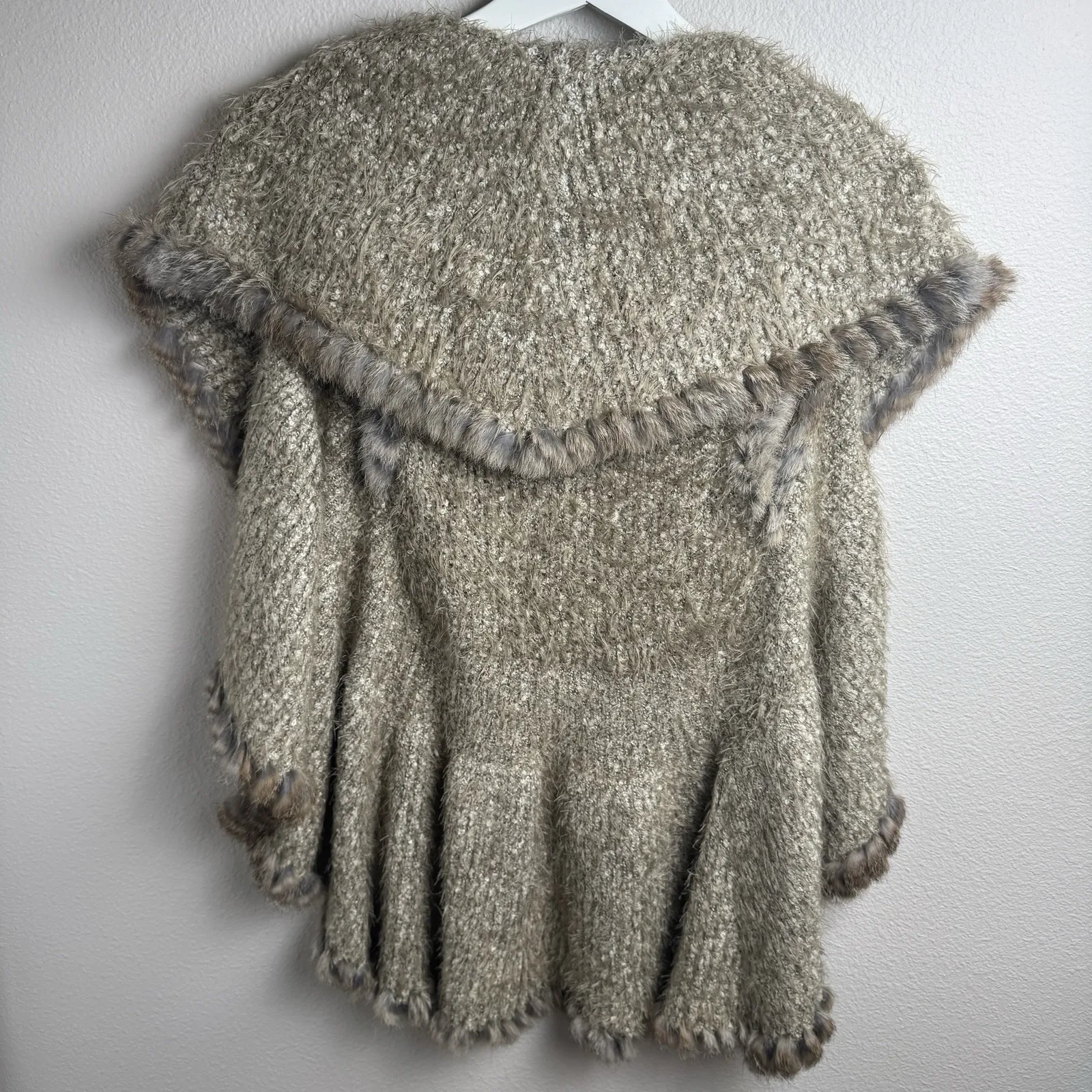 Love Token Vest Size XS  Womens Rabbit Fur Trim Beige Cozy Soft Luxe Sweater - Image 4