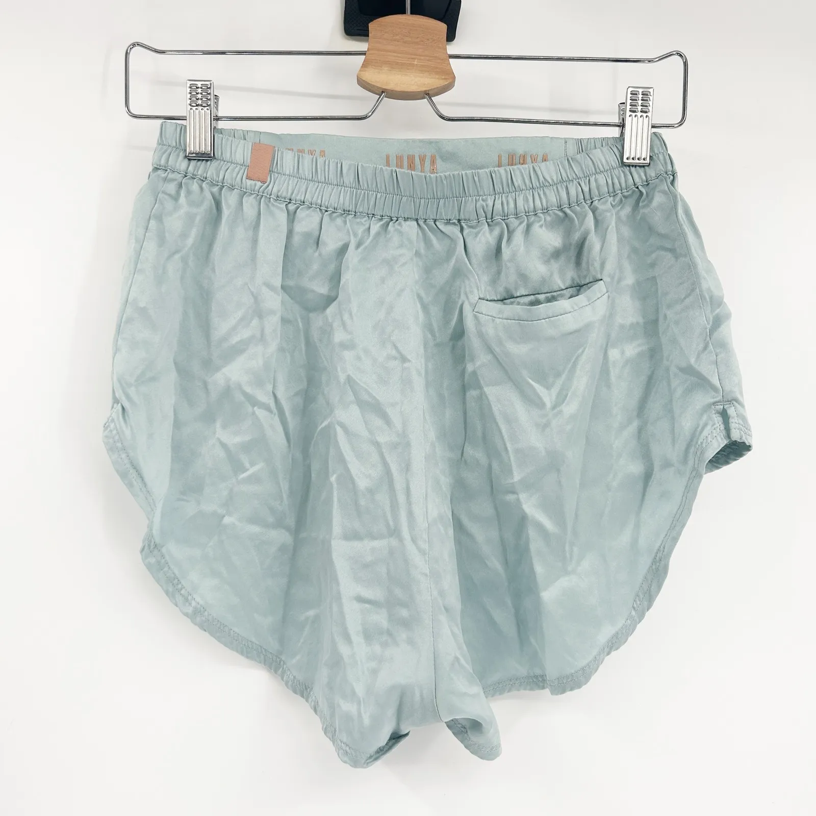 LUNYA Womens Washable Silk Luxury Sleepwear Pajama Lounge Sleep Shorts Size XS Blue - Image 10