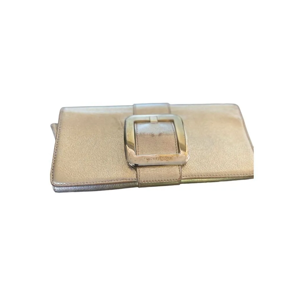Michael Kors Sutton Gold Metallic Clutch - Image 4