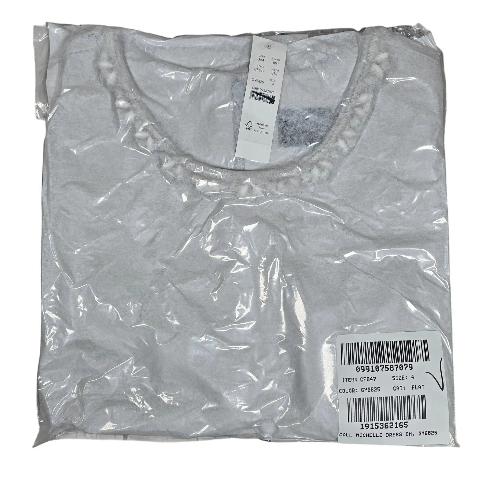 J. Crew Collection Embellished Neckline Short Sleeve A Line Satin Dress Silver 4 - Image 13