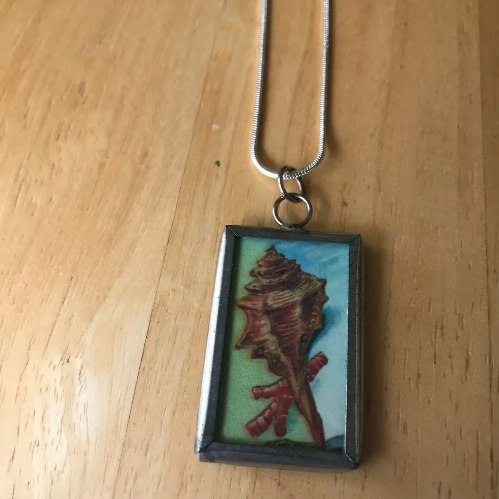 By the Sea Handmade Pendant Seashell Reversible - Image 2