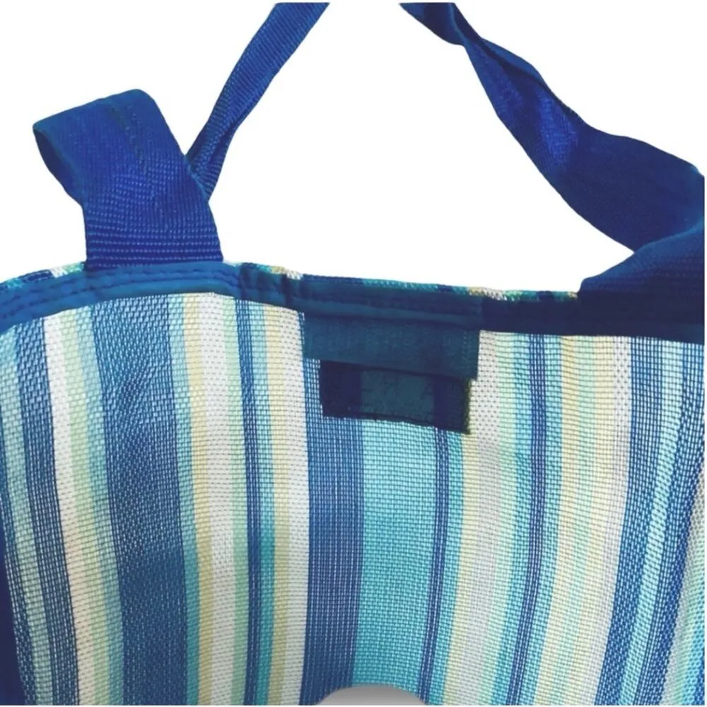 La Rue Mesh Tote Shopping Bag Blue - Image 5