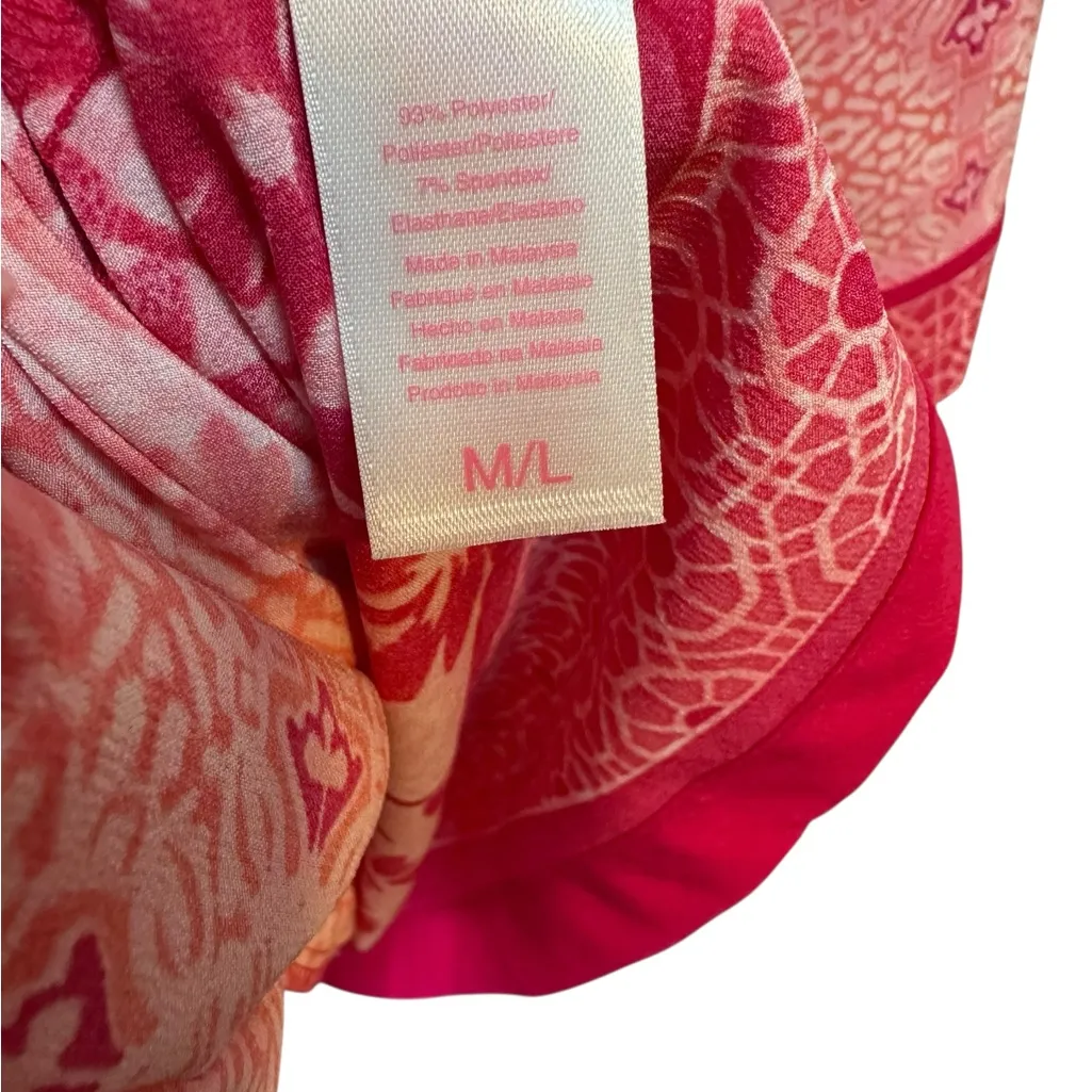 Oscar da la Renta Pink Label Pink and White Short Robe with Pockets Long Sleeve - Image 3