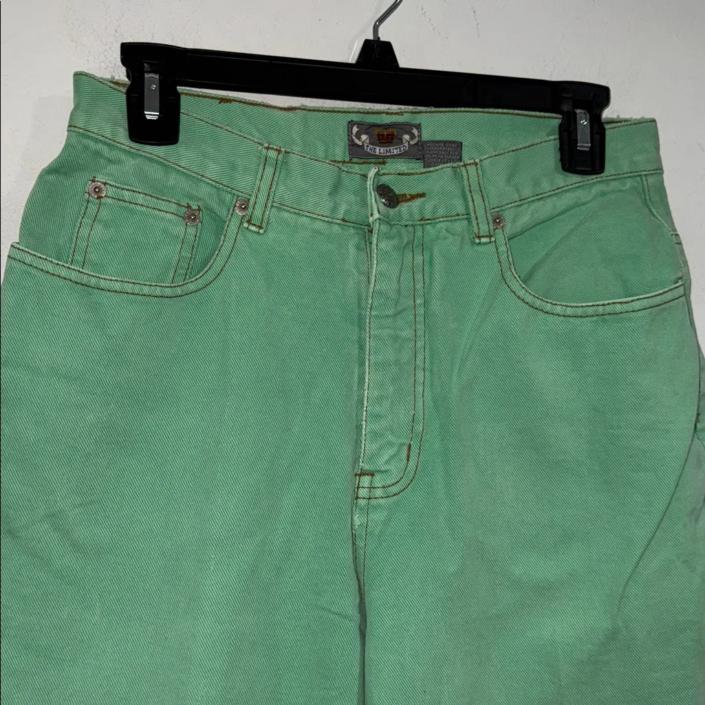 The limited jeans vintage green cotton made in Hong Kong soft mom style size 10 - Image 2