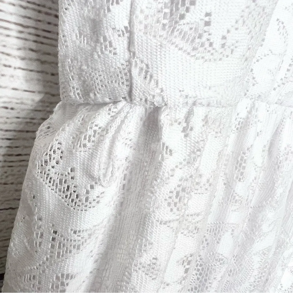 As U Wish White Lace Boho Racerback Sleeveless High Low Maxi Dress Size Medium - Image 5