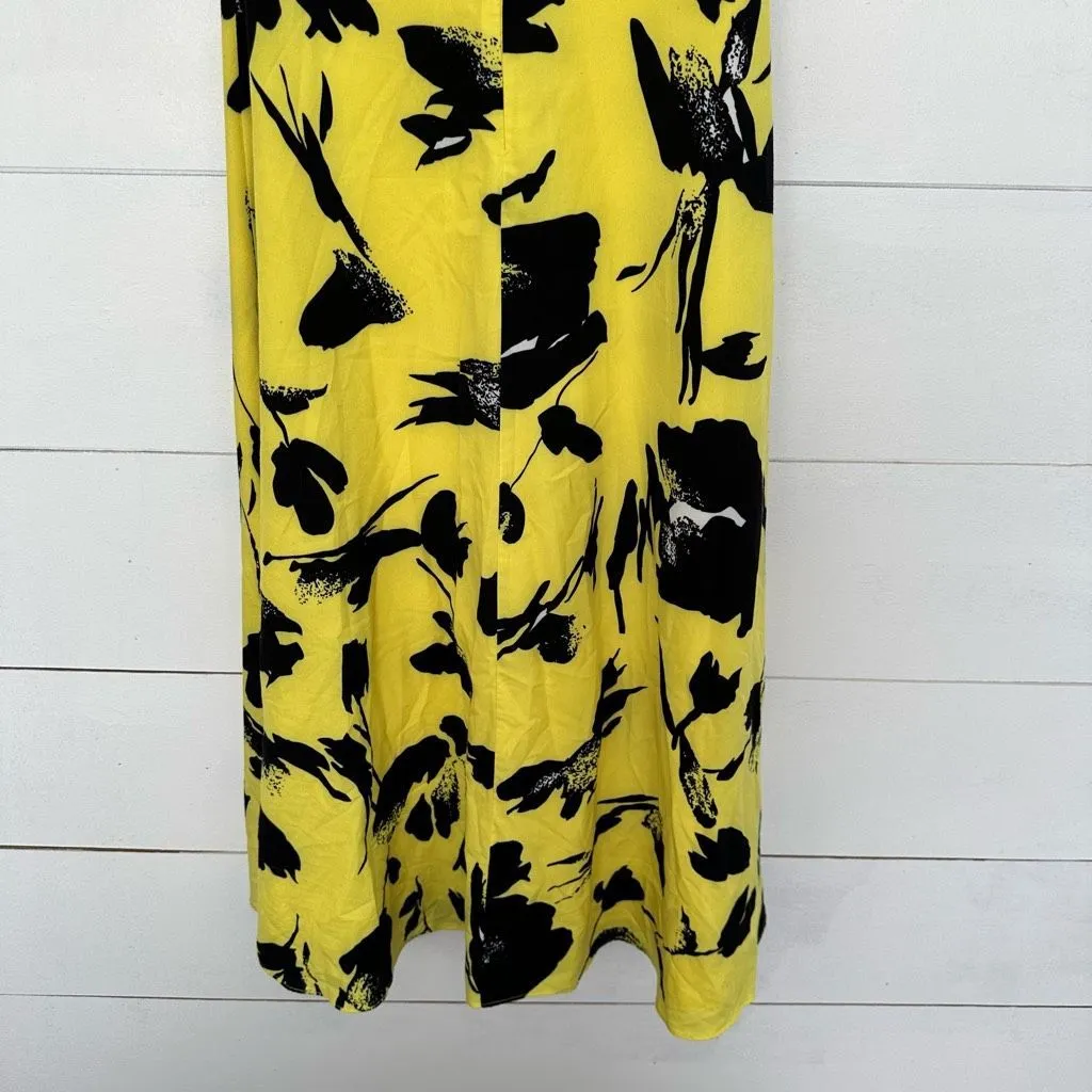 Jason Wu Women’s 4 Yellow Black Floral Midi Dress - Image 7