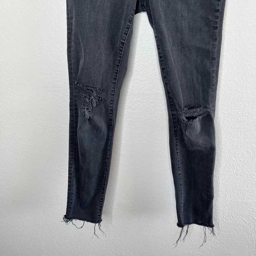 Madewell 9" High-Rise Skinny Black Distressed Cropped Jeans Womens Size 29 - Image 5